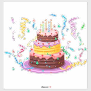 Colourful Birthday Cake with Candles