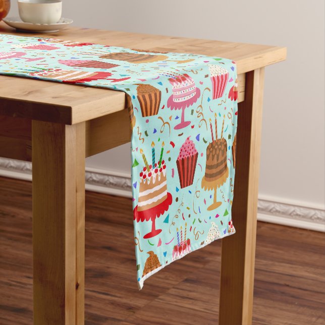  Colourful Birthday Cakes and Cupcakes Party  Short Table Runner (In Situ)