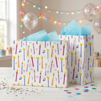 Colourful Birthday Candles Seamless Pattern Large Gift Bag