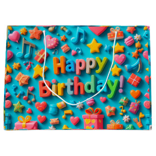 Colourful Birthday Celebration Elements Large Gift Bag