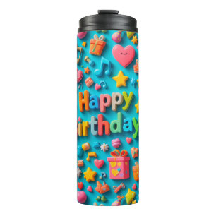 Colourful Birthday Celebration Elements Thermal Tumbler