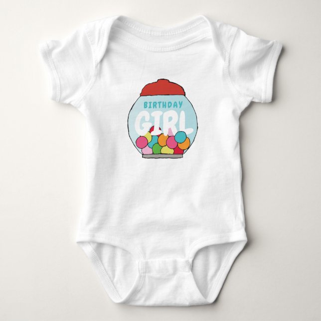 Colourful Birthday Gumball Theme Party GumballPart Baby Bodysuit (Front)