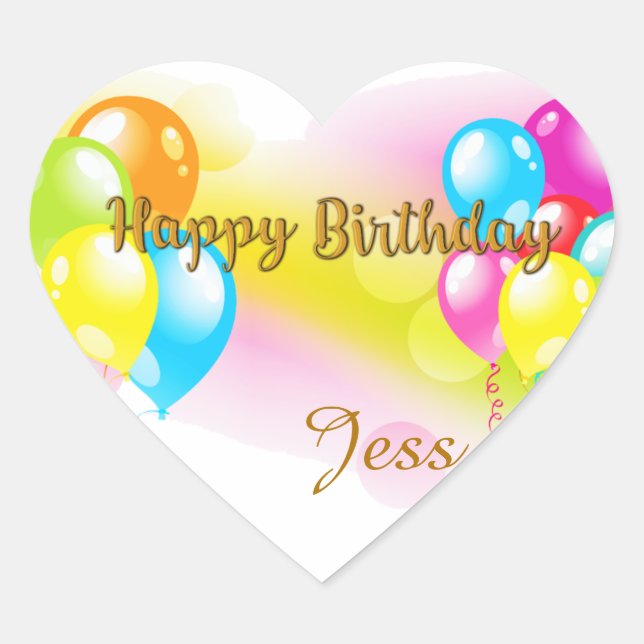 Colourful Birthday Heart Sticker (Front)