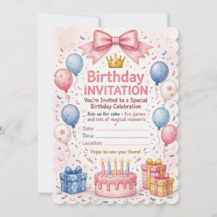 Colourful Birthday Invitation Card – Magical Party