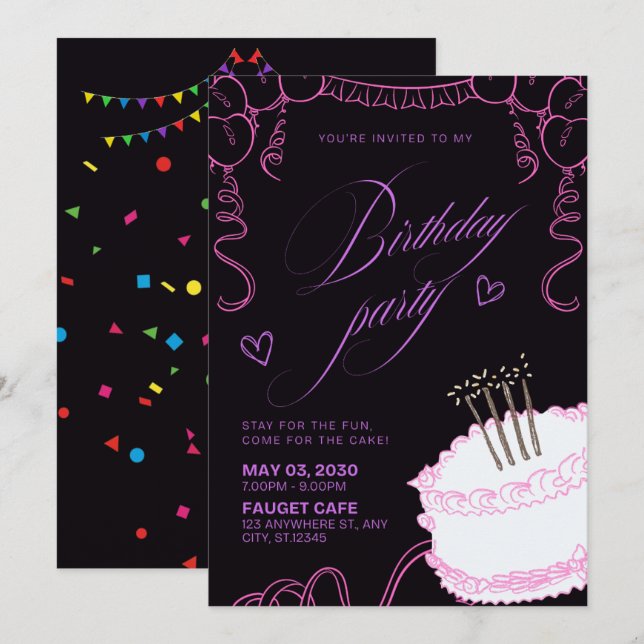 Colourful Birthday Invitation – Fun Party Card (Front/Back)