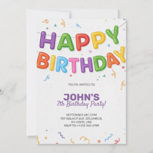 Colourful birthday invitation in festive theme