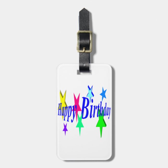Colourful Birthday Luggage Tag (Front Vertical)