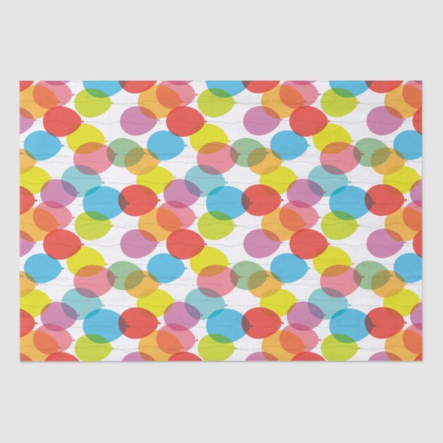 Colourful Birthday Party Balloons Tissue Paper (Front)
