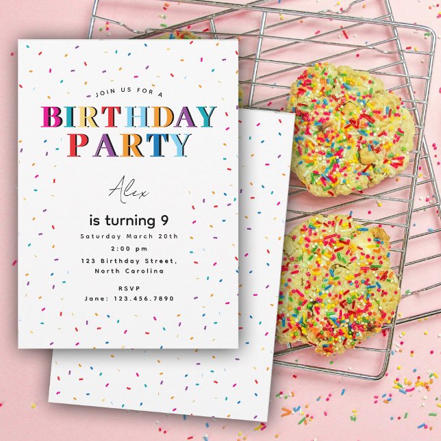 Colourful Birthday Party Confetti Birthday Invitation (Colorful Birthday Party Confetti Birthday Invitation)