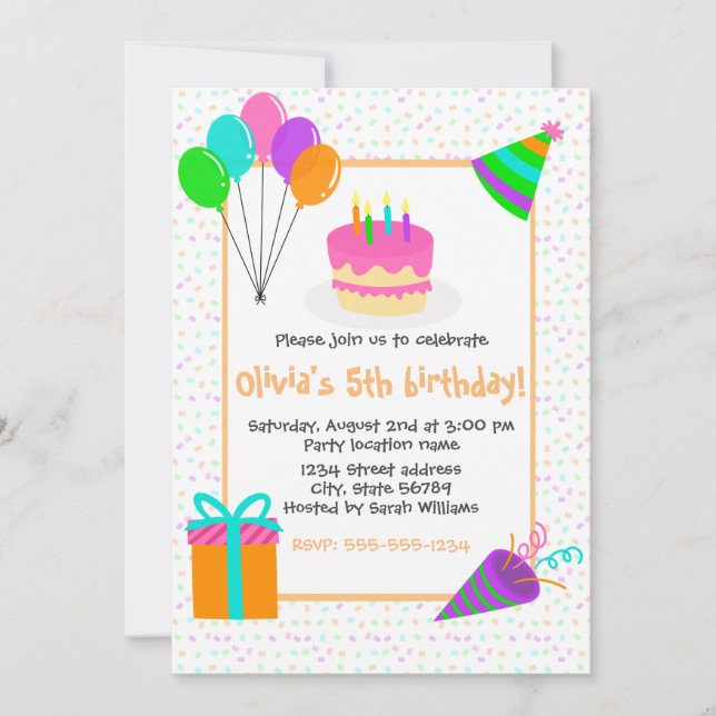 Colourful Birthday Party Invitation (Front)