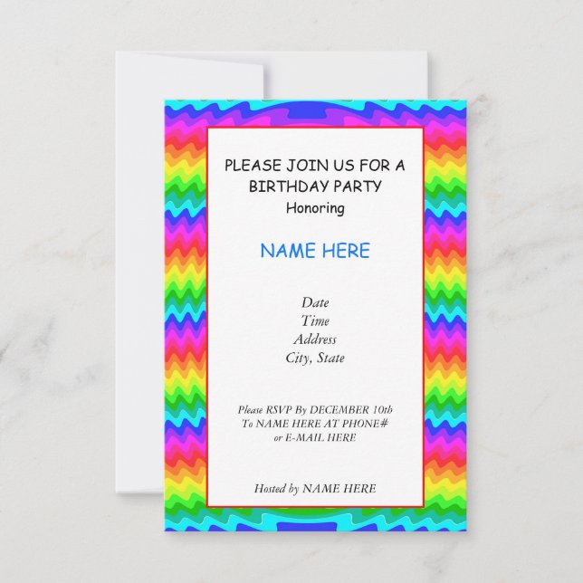 Colourful Birthday Party Invitation Card (Front)