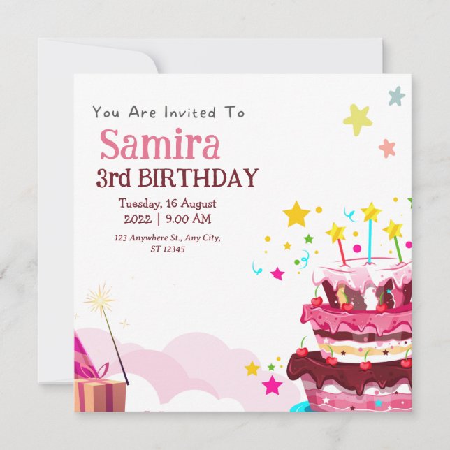 Colourful Birthday Party Invitation Card (Front)