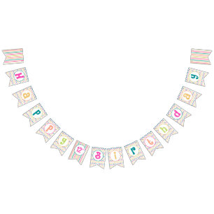 Colourful Birthday Swallowtail Bunting Banner