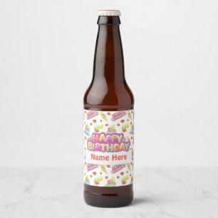 Colourful Birthday Sweets Beer Bottle Label