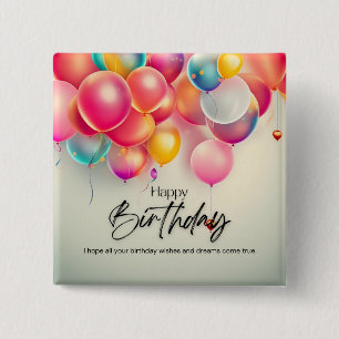 Colourful Birthday Wishes 15 Cm Square Badge