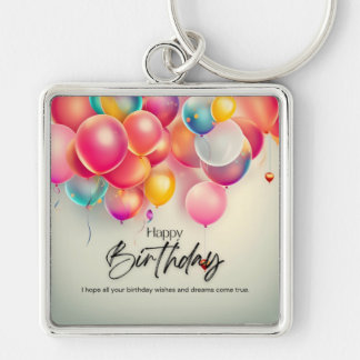 Colourful Birthday Wishes Key Ring