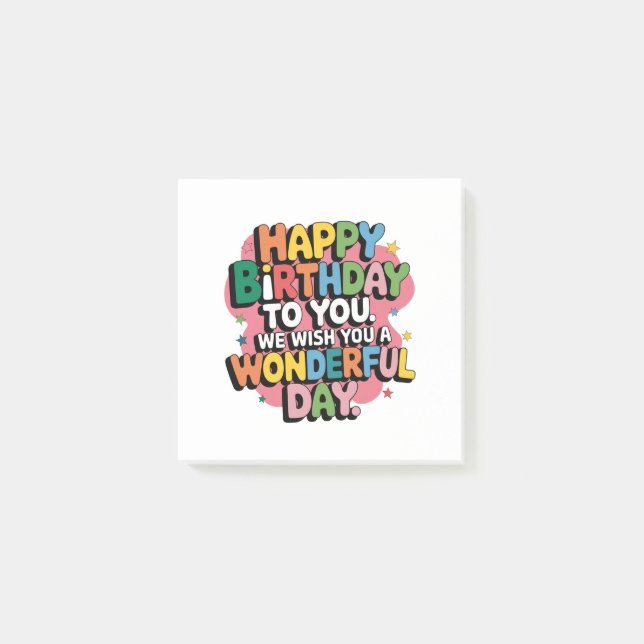 Colourful Birthday Wishes Post-it Notes (Front)