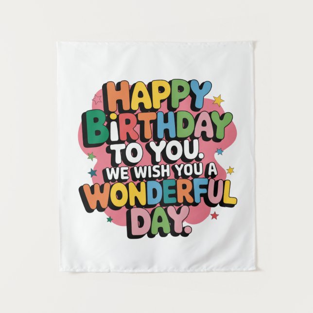 Colourful Birthday Wishes Tapestry (Front)