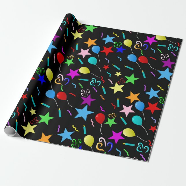 Colourful Birthday Wrapping Paper (Unrolled)