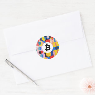 Colourful Bitcoin Classic Round Sticker