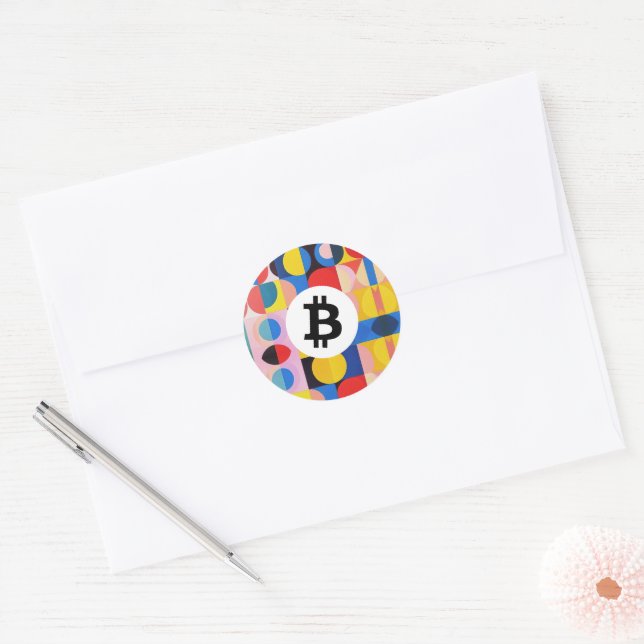 Colourful Bitcoin Classic Round Sticker (Envelope)