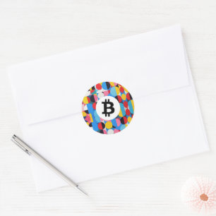 Colourful Bitcoin Classic Round Sticker