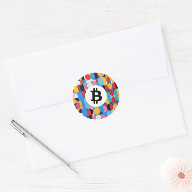 Colourful Bitcoin Classic Round Sticker (Envelope)