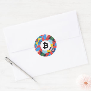 Colourful Bitcoin Classic Round Sticker
