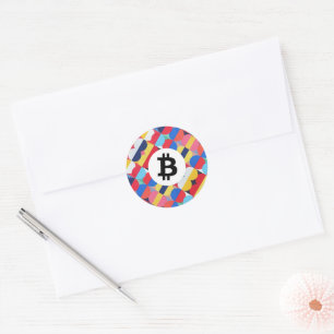 Colourful Bitcoin Classic Round Sticker