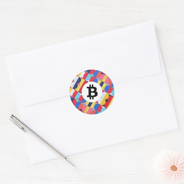Colourful Bitcoin Classic Round Sticker (Envelope)