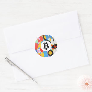 Colourful Bitcoin Classic Round Sticker