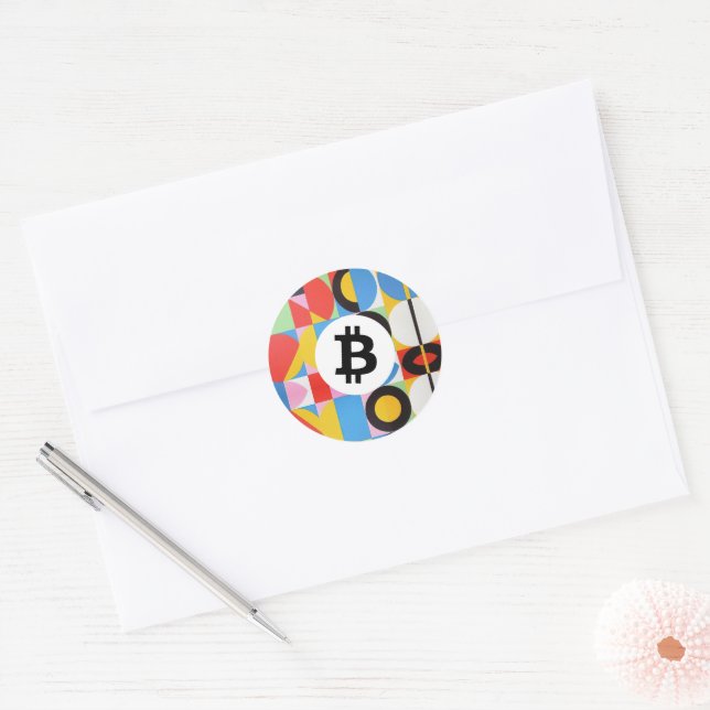 Colourful Bitcoin Classic Round Sticker (Envelope)