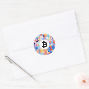 Colourful Bitcoin Classic Round Sticker