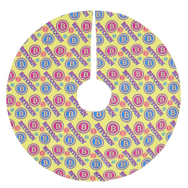 Colourful Bitcoin Pattern Brushed Polyester Tree Skirt (Front)