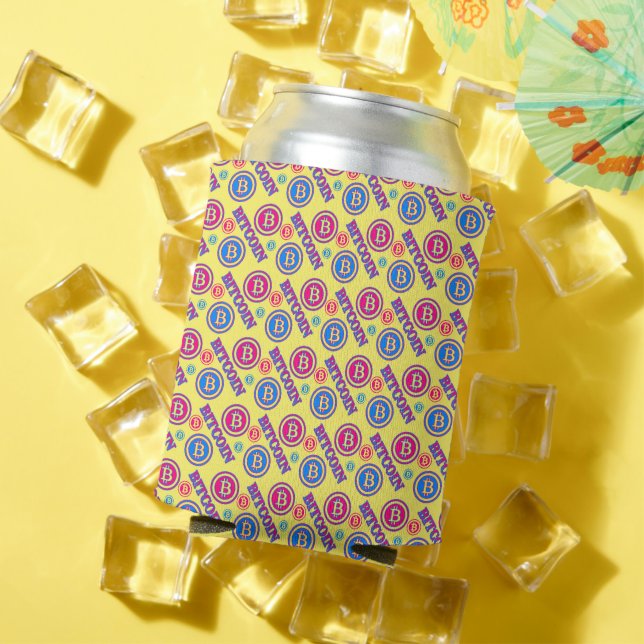 Colourful Bitcoin Pattern Can Cooler (In Situ Summer)