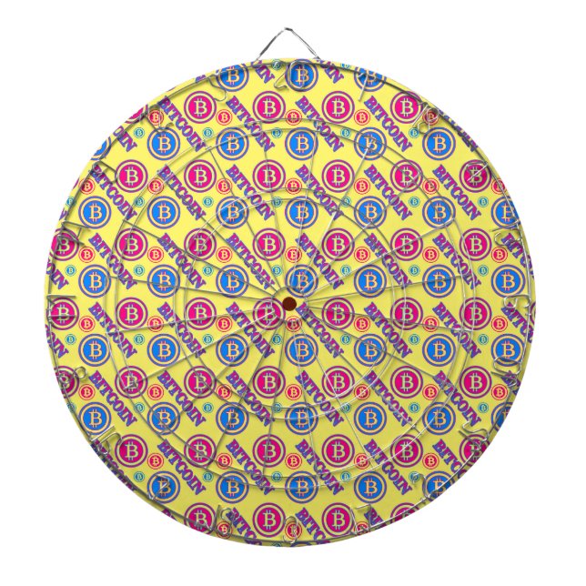 Colourful Bitcoin Pattern Dartboard (Front)