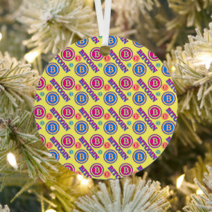 Colourful Bitcoin Pattern Metal Tree Decoration