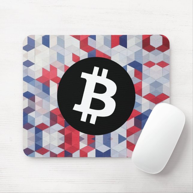 Colourful Bitcoin Pattern Mouse Pad (With Mouse)