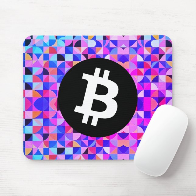 Colourful Bitcoin Pattern Mouse Pad (With Mouse)