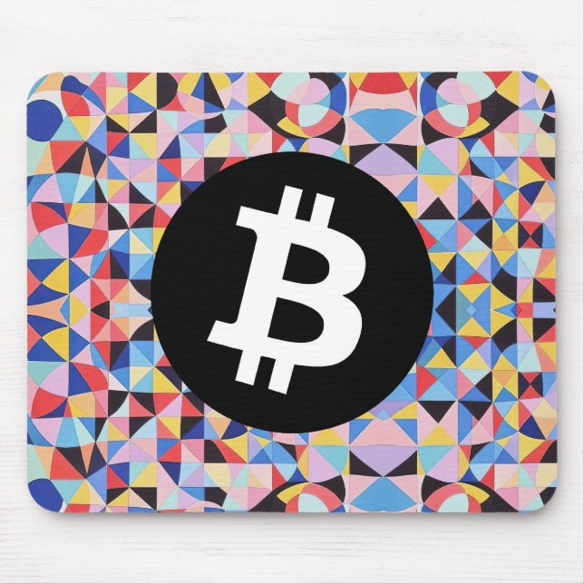 Colourful Bitcoin Pattern Mouse Pad (Front)