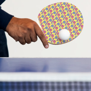 Colourful Bitcoin Pattern Ping Pong Paddle