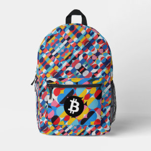 Colourful Bitcoin Pattern Printed Backpack