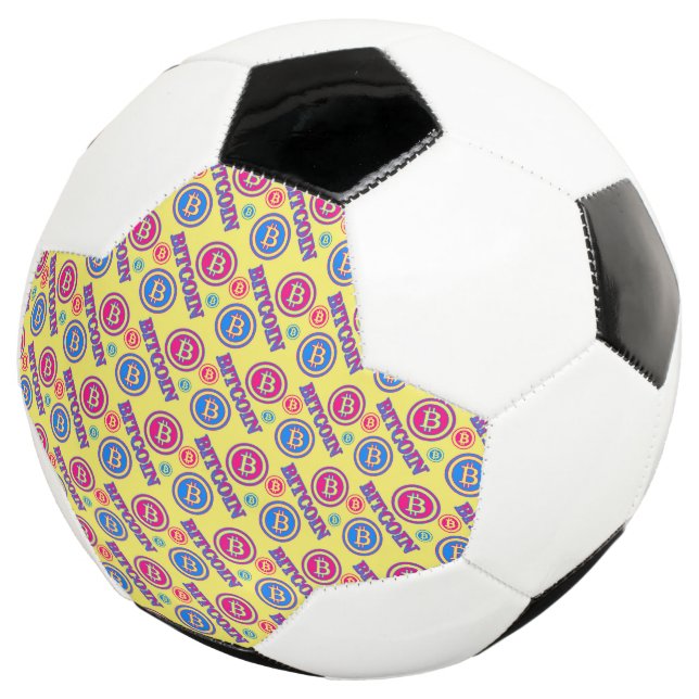 Colourful Bitcoin Pattern Soccer Ball (Three Quarter)