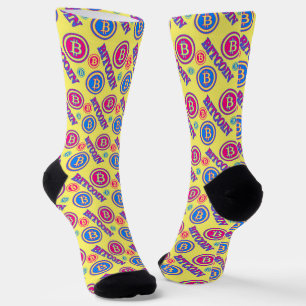 Colourful Bitcoin Pattern Socks