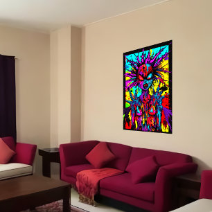 Colourful bizarre demon portrait AI Art Poster