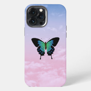 Colourful black and blue butterfly iPhone case