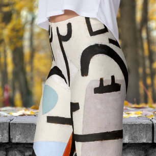Colourful Black and White Abstract Print Leggings