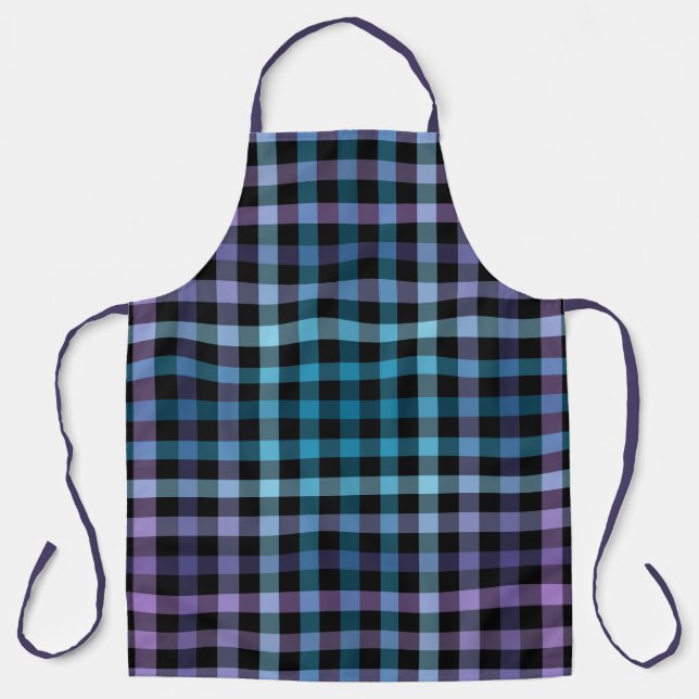 Colourful Black Blue Winter Spring Summer Chequere Apron (Front)