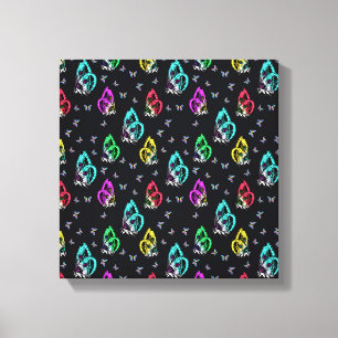 Colourful Black Butterfly Pattern Design Canvas Print