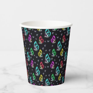 Colourful Black Butterfly Pattern Design Paper Cups